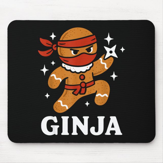 Ginjas Gingerbread Ninja Funny Christmas Cookie Bo Mouse Mat (Front)