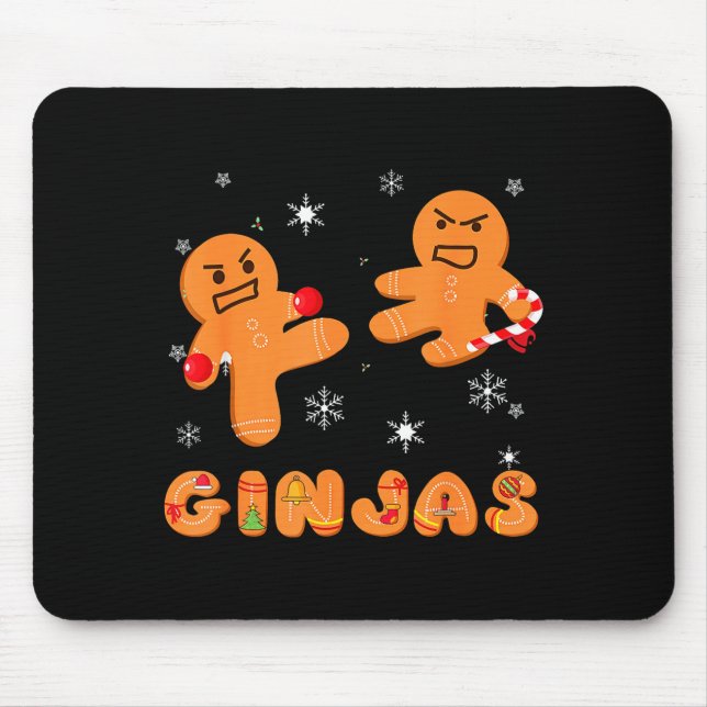 Ginjas Gingerbread Ninjas Funny Ugly Christmas  Mouse Mat (Front)