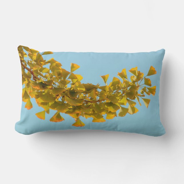 Ginkgo Autumn Leaves Throw Pillow (Front)