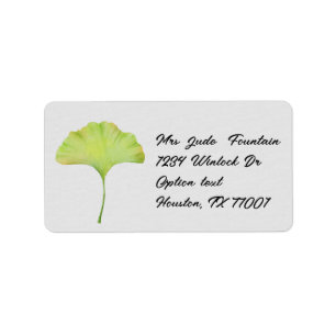 Ginkgo biloba leaf watercolor painting mail label