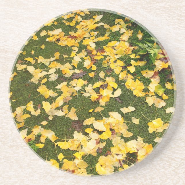 Ginkgo biloba leaves coaster (Front)