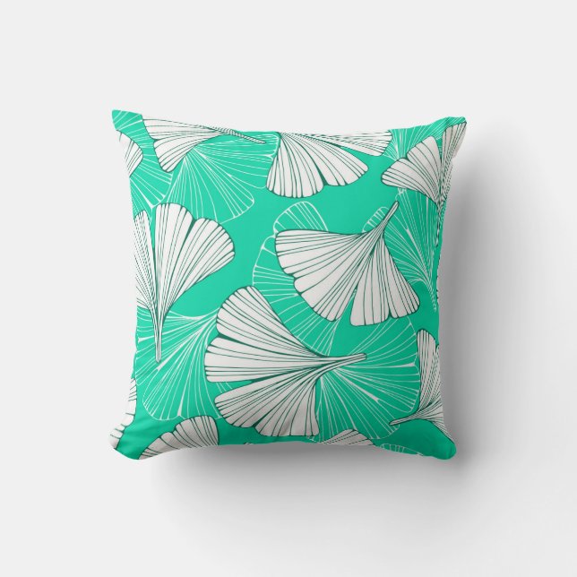 Ginkgo biloba leaves, hand-drawn pattern cushion (Front)