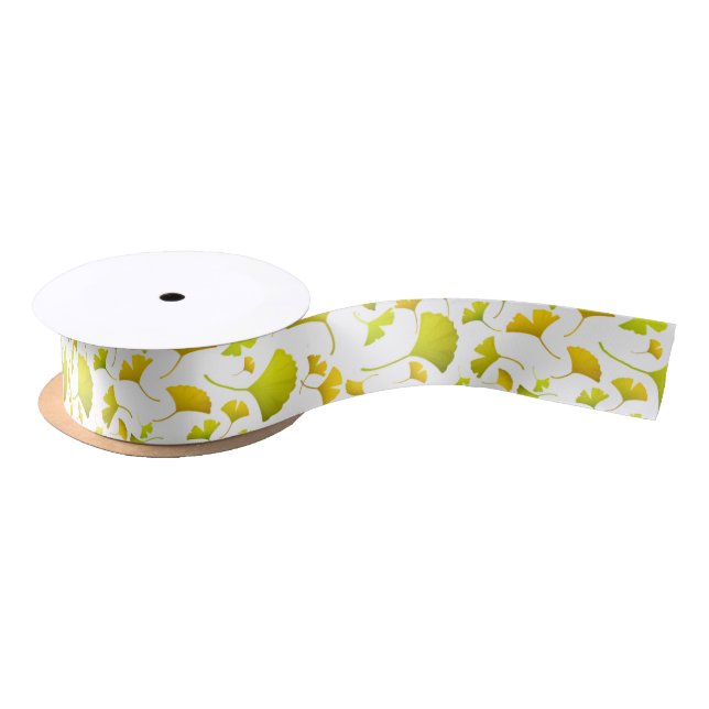 Ginkgo biloba leaves Ribbon Satin Ribbon (Spool)