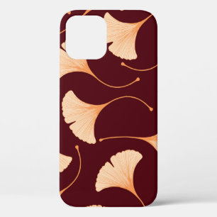Ginkgo biloba leaves, seamless floral pattern. iPhone 12 case
