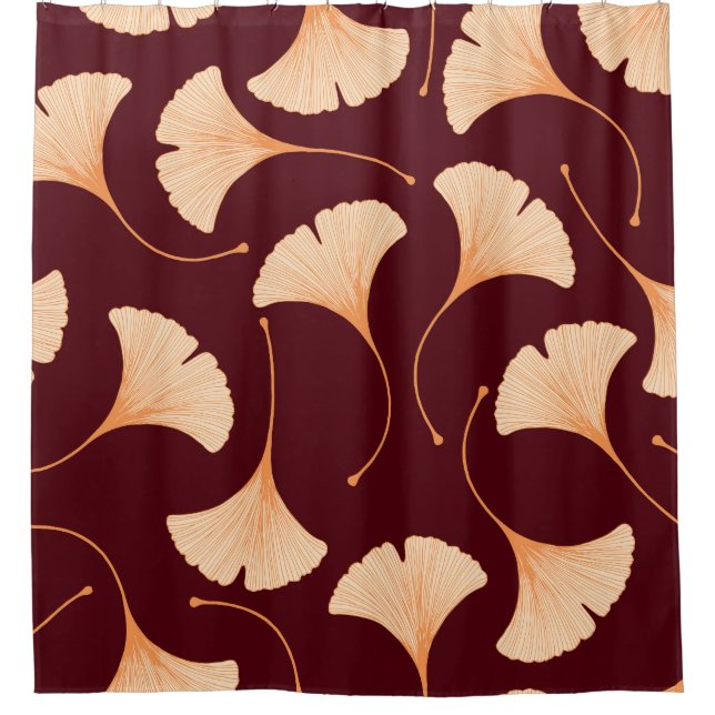 Ginkgo biloba leaves, seamless floral pattern. shower curtain (Front)
