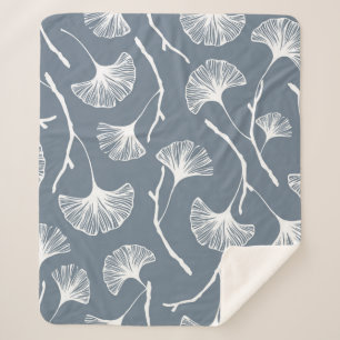 Ginkgo biloba leaves seamless pattern sherpa blanket