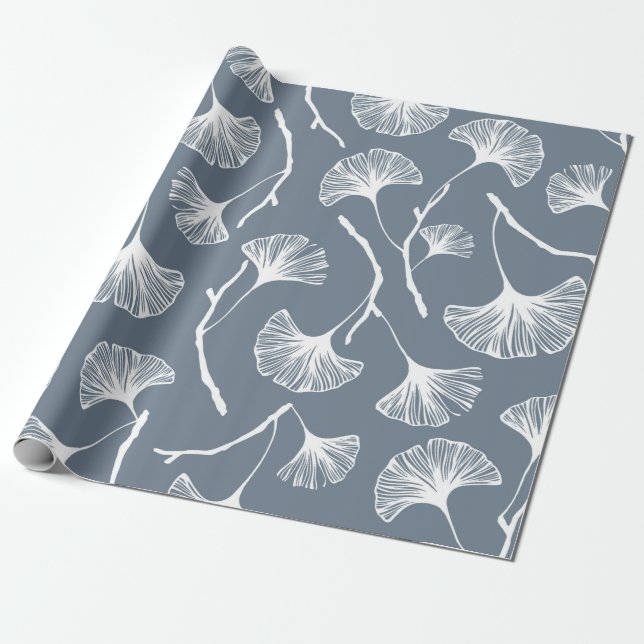 Ginkgo biloba leaves seamless pattern wrapping paper (Unrolled)