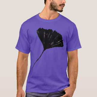 Ginkgo biloba Lino cut nature inspired leaf patter T-Shirt