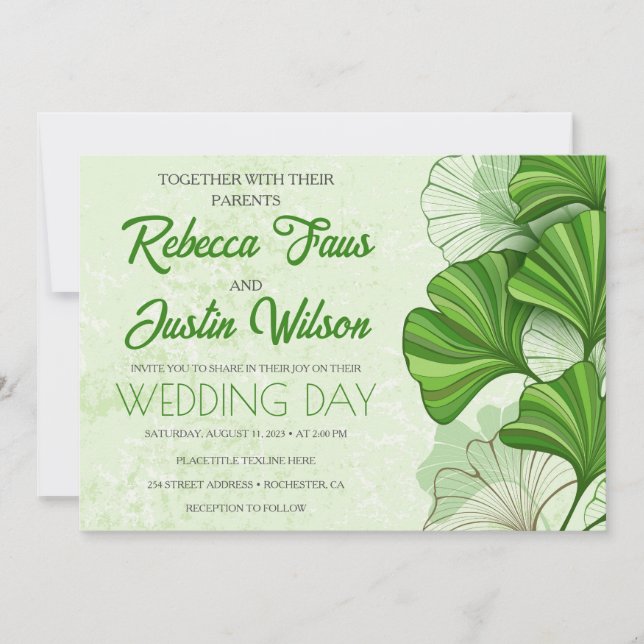 Ginkgo Biloba Modern Boho Invitation (Front)