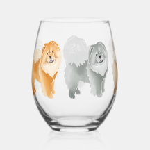 GINKGO CHOW 5 coat colours Stemless Wine Glass