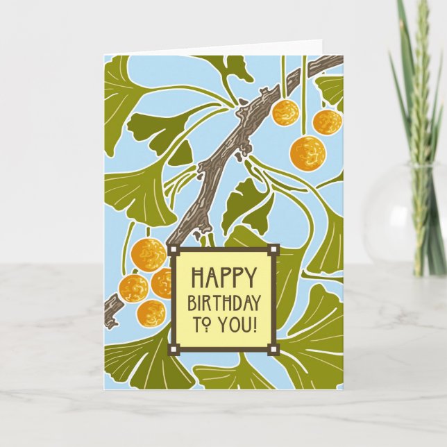 Ginkgo Dance Birthday Card (Front)