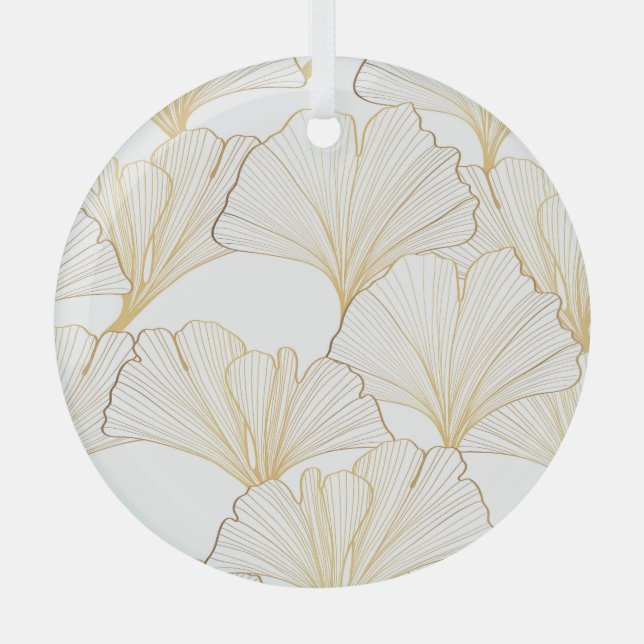 Ginkgo Gold: Luxurious Leaf Arrangement Glass Tree Decoration (Front)