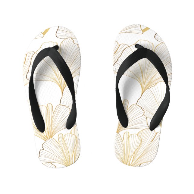 Ginkgo Gold: Luxurious Leaf Arrangement Kid's Flip Flops (Footbed)