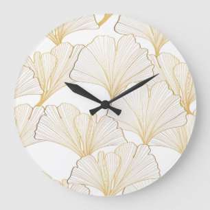 Ginkgo Gold: Luxurious Leaf Arrangement Large Clock
