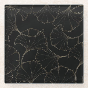Ginkgo Gold: Luxury Vintage Design Glass Coaster