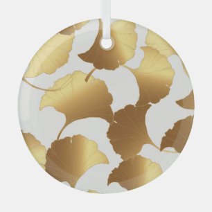 Ginkgo Gold: Luxury Vintage Design. Glass Tree Decoration