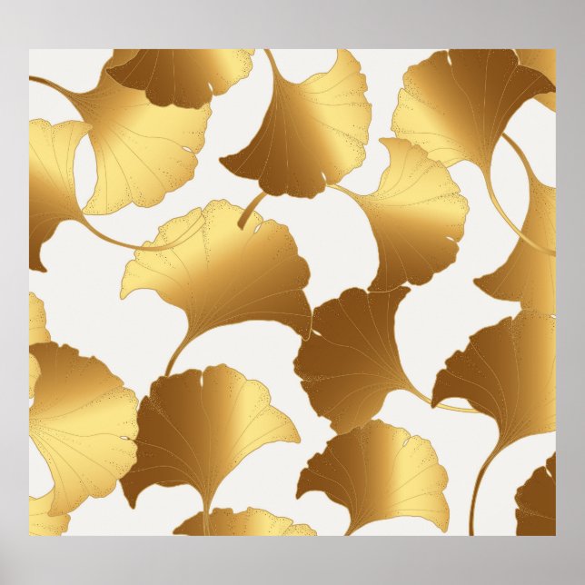 Ginkgo Gold: Luxury Vintage Design. Poster (Front)
