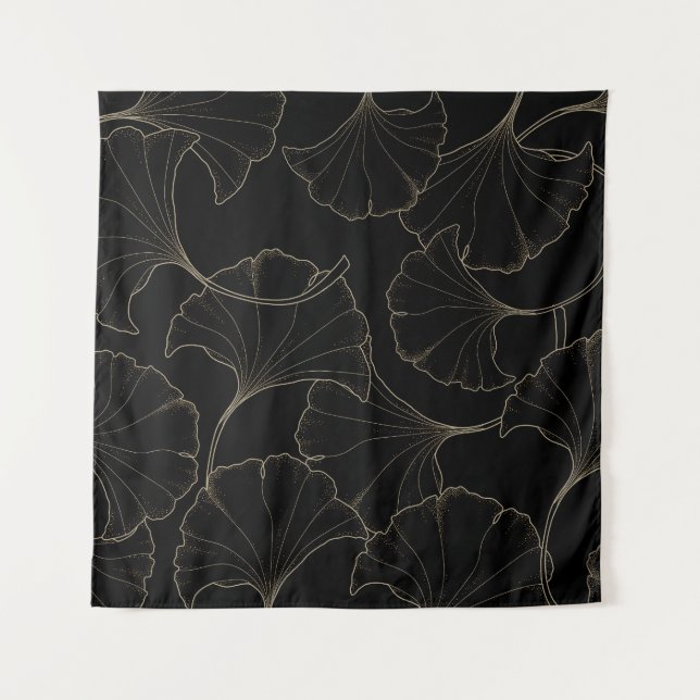 Ginkgo Gold: Luxury Vintage Design Tapestry (Front)