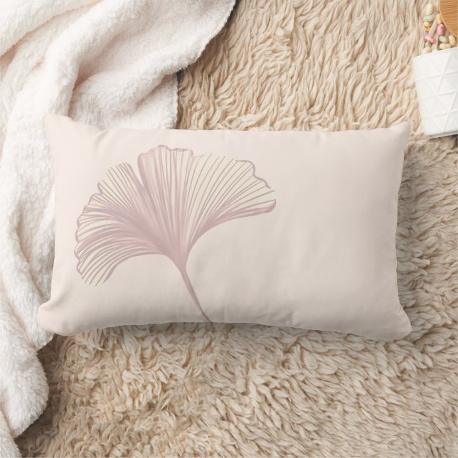 Ginkgo Leaf  Customisable Background Colours  Lumbar Cushion (Blanket)
