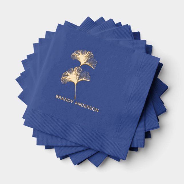 Ginkgo Leaf  Customisable  Foil Napkins (Insitu (Stacked))