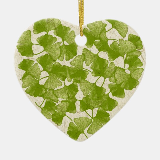 Ginkgo Leaf Heart Ceramic Tree Decoration (Front)