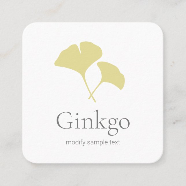 Ginkgo Leaf Logo Square Business Card (Front)