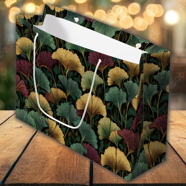 Ginkgo Leaf Pattern Jewel Tones Gift Bag (Creator Uploaded)