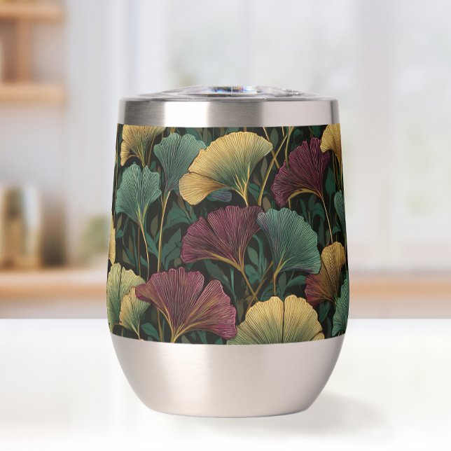 Ginkgo Leaf Pattern Teal Burgundy (Creator Uploaded)