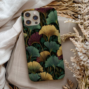 Ginkgo Leaf Pattern Teal Burgundy Case-Mate iPhone 14 Case