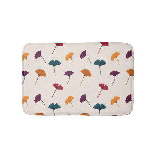 Ginkgo Leaf Pattern Watercolor Fall Autumn Colours Bath Mat