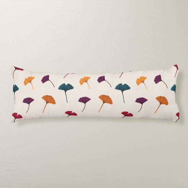 Ginkgo Leaf Pattern Watercolor Fall Autumn Colours Body Cushion (Front)