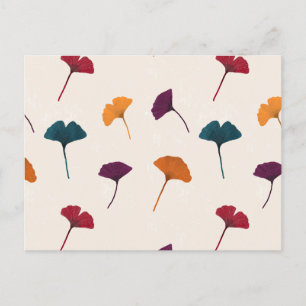Ginkgo Leaf Pattern Watercolor Fall Autumn Colours Holiday Postcard