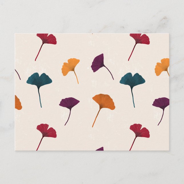Ginkgo Leaf Pattern Watercolor Fall Autumn Colours Holiday Postcard (Front)