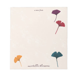Ginkgo Leaf Pattern Watercolor Fall Autumn Colours Notepad