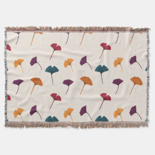 Ginkgo Leaf Pattern Watercolor Fall Autumn Colours Throw Blanket
