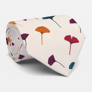 Ginkgo Leaf Pattern Watercolor Fall Autumn Colours Tie