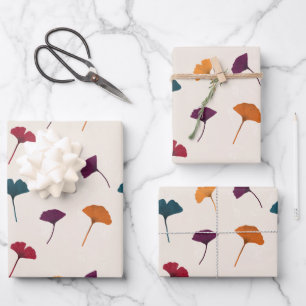 Ginkgo Leaf Pattern Watercolor Fall Autumn Colours Wrapping Paper Sheet