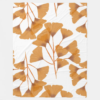 Ginkgo Leaf Seamless Autumn Pattern Fleece Blanket