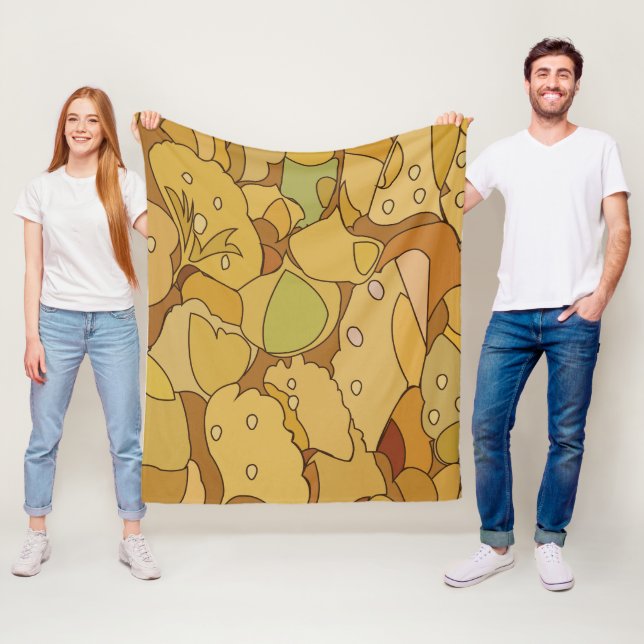 Ginkgo Leaves Abstract Pattern Fleece Blanket (In Situ)