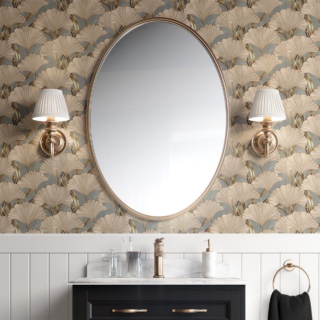 Ginkgo Leaves and Gold Art Deco Wallpaper (Creator Uploaded)