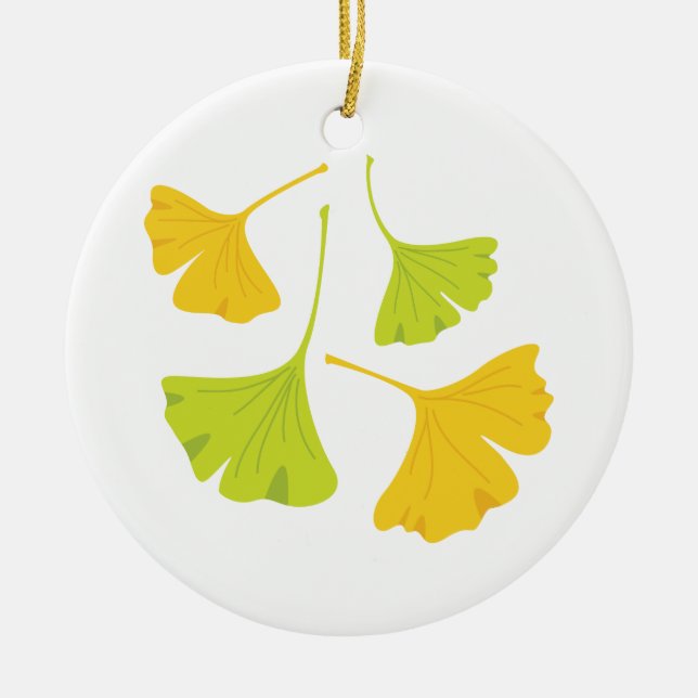 Ginkgo Leaves Ceramic Tree Decoration (Front)