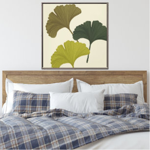Ginkgo Leaves Customisable Background Colours  Canvas Print