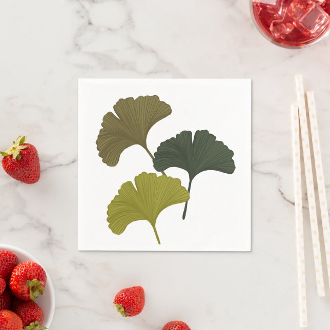 Ginkgo Leaves Customisable Background Colours  Napkin (Insitu)
