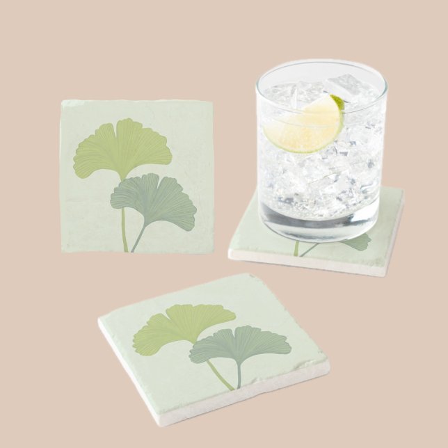 Ginkgo Leaves Customisable Background Colours  Stone Coaster (Creator Uploaded)