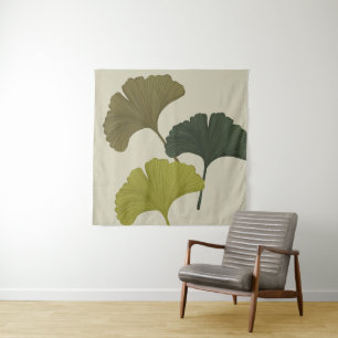 Ginkgo Leaves Customisable Background Colours Tapestry