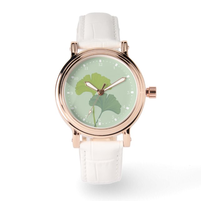 Ginkgo Leaves Customisable Background Colours  Watch (Front)
