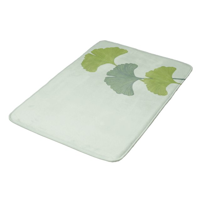 Ginkgo Leaves Customizable Background Colors  Bath Mat (Angled)