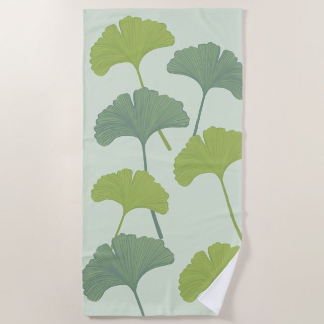 Ginkgo Leaves Customizable Background Colors  Beach Towel (Front)