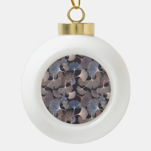 Ginkgo leaves: elegant natural pattern. ceramic ball christmas ornament