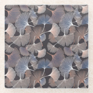 Ginkgo leaves: elegant natural pattern. glass coaster